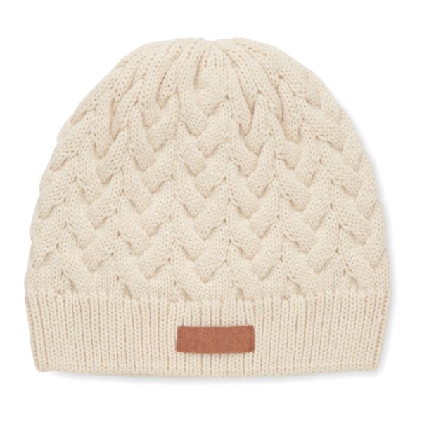 customized-Cable knit beanie in RPET -Beige