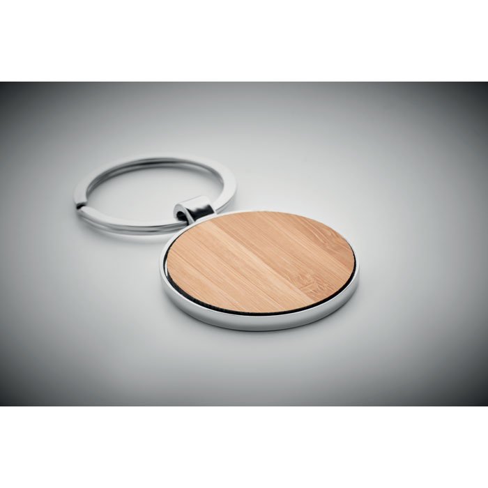 Round key ring metal bamboo 4