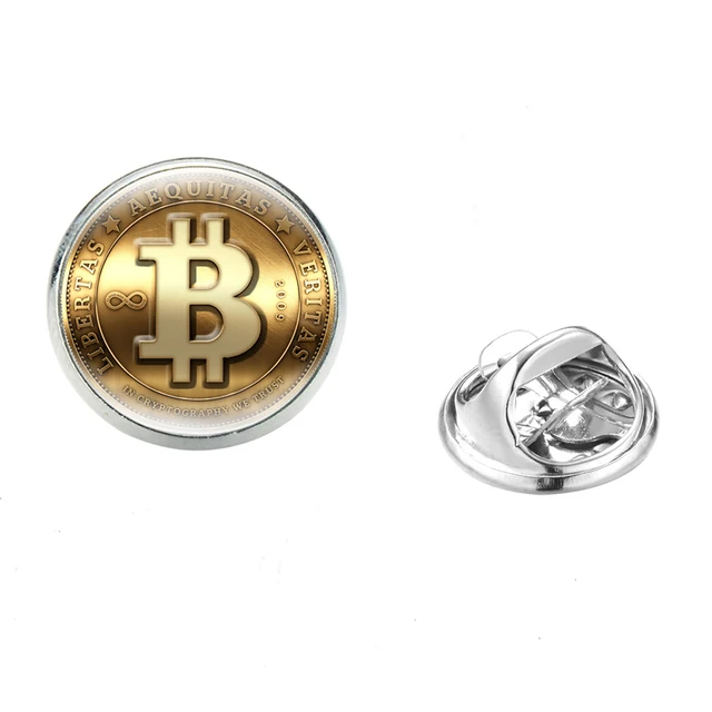 PROMOTIONAL Bitcoin-Theme-Badges-Round-Lapel-Pin-Glass-Dome