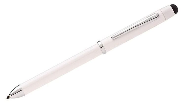 Branded Metallic White Multifunction Pen with Stylus 3in1