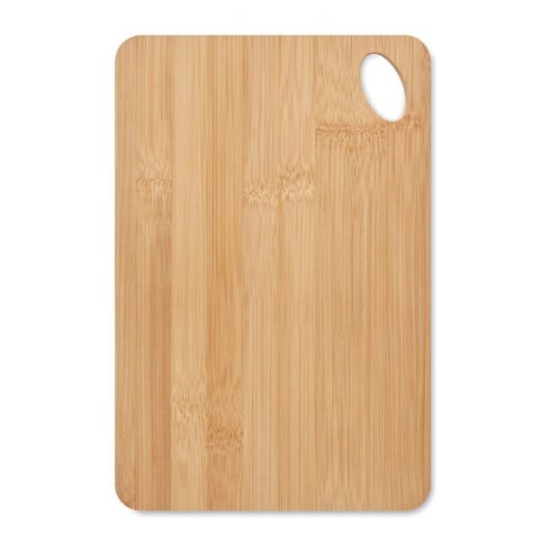 Spacious bamboo wood cutting board with a convenient hanging hole