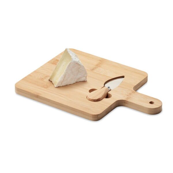 Premium bamboo cheese board set with built in knife storage