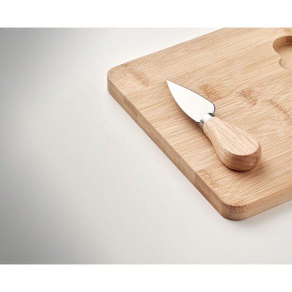 Elegant bamboo cheese board set perfect for entertaining