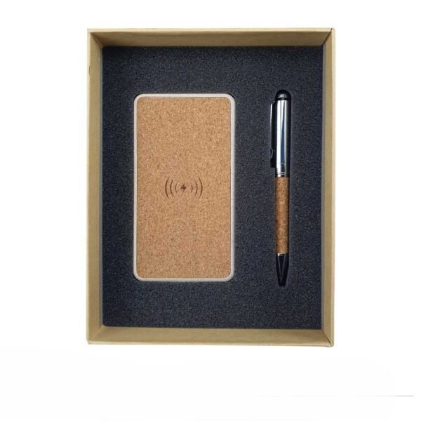 8000mah eco friendly wireless power bank and cork  metal pen